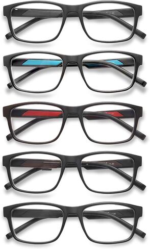 Henotin 5 Pack Reading Glasses for Men Blue Light Blocking Spring Hinge Lightweight Anti Glare Computer Eyeglasses in Kuwait