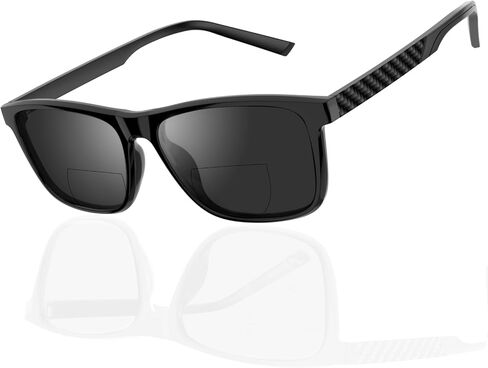 Bifocal Reading Sunglasses Men Lightweight TR90 Frame Sun Readers Clear Zero Top UV400 Protection Rectangle Lens Black 2.50 in Saudi Arabia