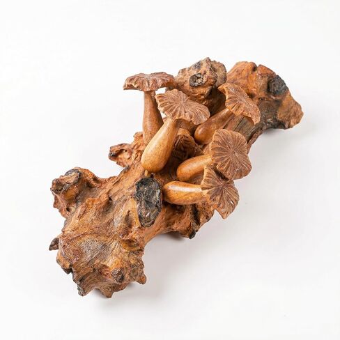 Mushroom Wall Decor - 5.9" Tall Balinese Artisan Handcrafted Wooden Mushroom Wall Art - Cottagecore, Fairycore, Goblincore Bedroom Decor - Carved Wood Forest Aesthetic Hanging Piece in Saudi Arabia