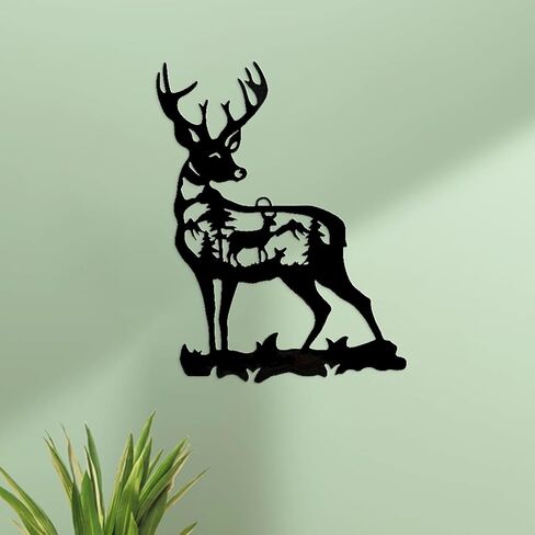 Metal Moose Wall Art Decor, Black | Animals Plaques, Wall Hanging Sculpture Sign, For Living Room Bedroom Home Office, Indoor Outdoor Decoration in Kuwait