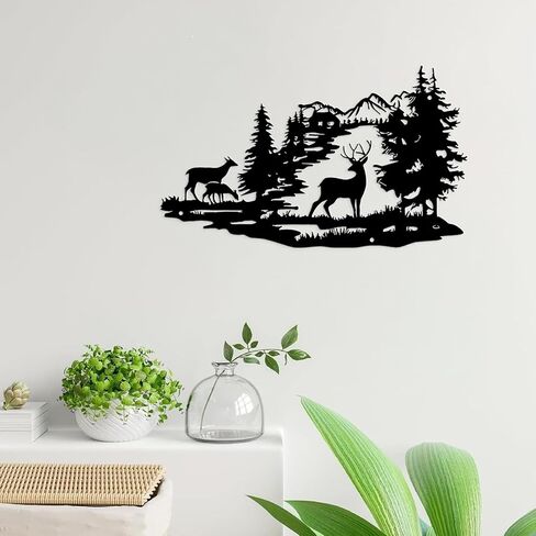 Metal Moose Wall Art Decor, Black | Animals Plaques, Wall Hanging Sculpture Sign, For Living Room Bedroom Home Office, Indoor Outdoor Decoration in Kuwait