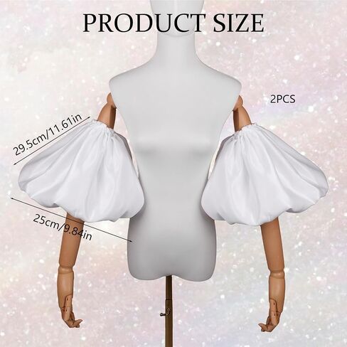 NICENEEDED Removable Puff Sleeves, White Detachable Long Bridal Sleeve, Elegant Wedding Stretchy Cuff for Wedding Dress Bridal Accessories in Kuwait