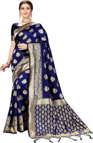 TRENDMALLS Women's Banarasi Silk Saree with Unstitched Blouse Piece in Saudi Arabia