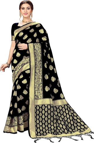 TRENDMALLS Women's Banarasi Silk Saree with Unstitched Blouse Piece in Saudi Arabia