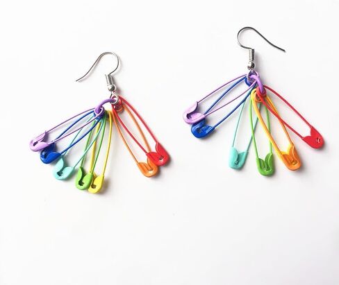 Rainbow Earrings Pride Earrings Rainbow Paperclip Chain Heart Drop Earrings Fun Lightweight Chain Rainbow Earrings for Women in Kuwait