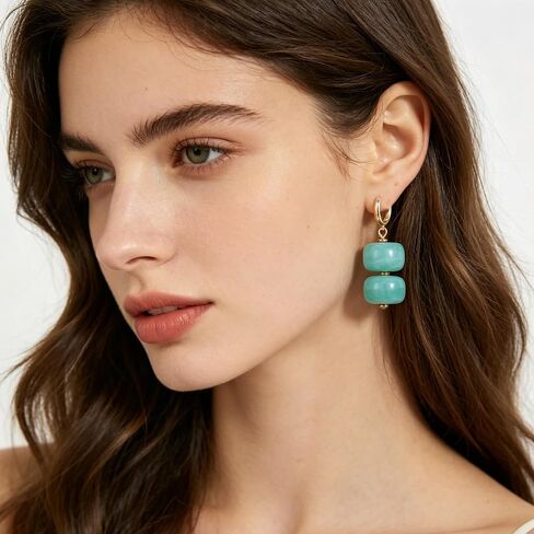 BROCC 12Pcs Colorful Resin Beaded Drop Earrings Acrylic Hoop Dangle Earring | Lightweight Acrylic Resin, Boho Statement Jewelry, For Women, Daily Wear Beach Party Summer Vacation in Saudi Arabia