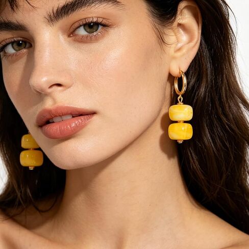 BROCC 12Pcs Colorful Resin Beaded Drop Earrings Acrylic Hoop Dangle Earring | Lightweight Acrylic Resin, Boho Statement Jewelry, For Women, Daily Wear Beach Party Summer Vacation in Saudi Arabia