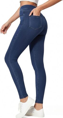 Stretchy Jeans for Women High Waist Jeggings Tummy Control Skinny Pull on Leggings with Pockets Trendy Casual in Kuwait