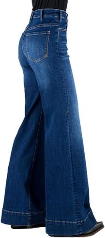 Stetson Womens 751 Wide Leg Plain Back Blue Cotton Blend Jeans 14R in Kuwait