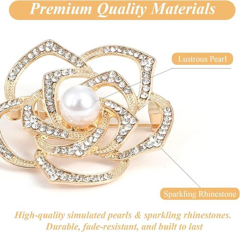 Pearl Brooches for Women 4pcs Women's Brooches & Pins, Flower Brooch, Composed of Imitation Pearls, Rhinestones, Flowers and Butterflies for Wedding Clothing Accessory Christmas Gift (4x4 cm) in Saudi Arabia