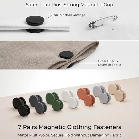 14 Pairs Strong Thin Pinless Hijab Magnets – No-Snag Matte Finish, Colorful Multi-Use Magnetic Scarf Clasp for Women, Dress, Shirt, Veil – Rustproof, Secure, Fashion Accessory in Saudi Arabia