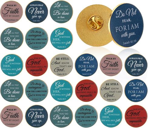 24 Pcs Round Christian Pins Bulk – Inspirational Spiritual Gifts for Women, Religious Bible Verse Pins for Church, Mother's Day, Father's Day in Saudi Arabia