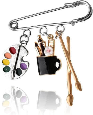 Silver Paint Palette Brooch for Artist Gifts for Women Men Graduation Gifts for Art Students Daughter Son Birthday Gift for Art Lovers Gift for Painters Teacher Appreciation Present for Women Men in Kuwait