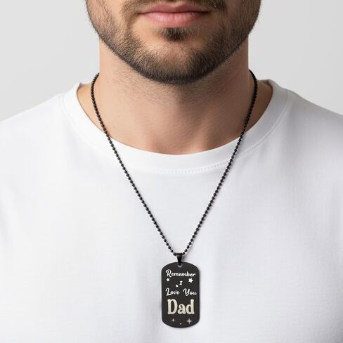 Dad Gifts for Dad Christmas Xmas Valentines Father's Day Gifts from Daughter Son Birthday Father Day Presents for Papa Easter Fathers Day Dog Tag Chain Necklace for Men Stocking Stuffers in Saudi Arabia