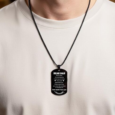 Dad Gifts for Dad Christmas Xmas Valentines Father's Day Gifts from Daughter Son Birthday Father Day Presents for Papa Easter Fathers Day Dog Tag Chain Necklace for Men Stocking Stuffers in Saudi Arabia
