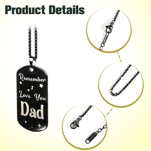 Dad Gifts for Dad Christmas Xmas Valentines Father's Day Gifts from Daughter Son Birthday Father Day Presents for Papa Easter Fathers Day Dog Tag Chain Necklace for Men Stocking Stuffers in Saudi Arabia