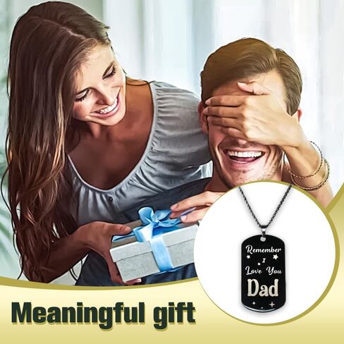 Dad Gifts for Dad Christmas Xmas Valentines Father's Day Gifts from Daughter Son Birthday Father Day Presents for Papa Easter Fathers Day Dog Tag Chain Necklace for Men Stocking Stuffers in Saudi Arabia