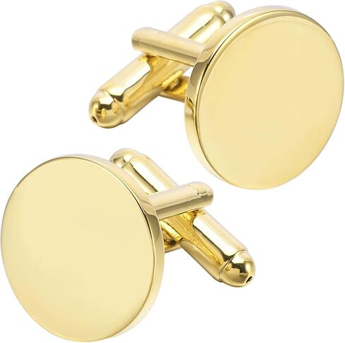 ZEEY Golden Shiny Polished Round Cufflinks for Men Lady Smooth Metal Classic Men's Cufflink Jewelry Set for Business Wedding Party Formal Events Daily Tuxedo Dress Shirt Accessories in Saudi Arabia