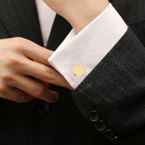 ZEEY Golden Shiny Polished Round Cufflinks for Men Lady Smooth Metal Classic Men's Cufflink Jewelry Set for Business Wedding Party Formal Events Daily Tuxedo Dress Shirt Accessories in Saudi Arabia