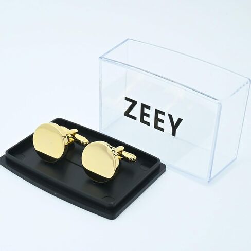 ZEEY Golden Shiny Polished Round Cufflinks for Men Lady Smooth Metal Classic Men's Cufflink Jewelry Set for Business Wedding Party Formal Events Daily Tuxedo Dress Shirt Accessories in Saudi Arabia