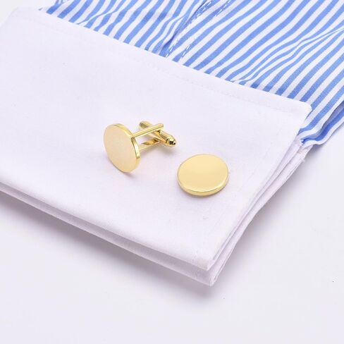ZEEY Golden Shiny Polished Round Cufflinks for Men Lady Smooth Metal Classic Men's Cufflink Jewelry Set for Business Wedding Party Formal Events Daily Tuxedo Dress Shirt Accessories in Saudi Arabia