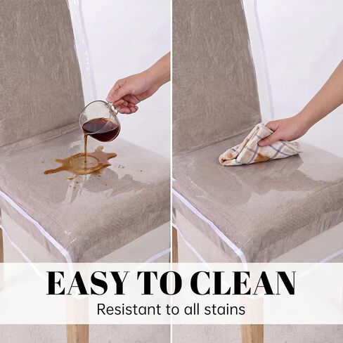 Plastic Chair Covers, Clear Dining Chair Covers, Waterproof Kitchen Chair Protectors, Keep Your Chair Away from Water Dust Stain and Pet Claws, W/21 x D/18 (Fits 16-23") in Kuwait