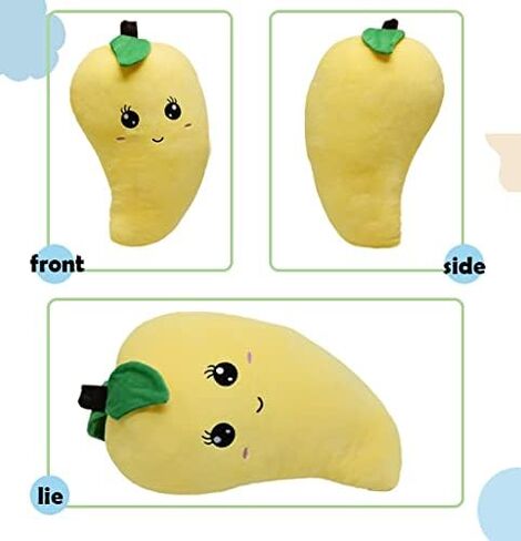 BABOLI Cuddly Mango Plush Toy Pillow Adorable Soft Fruit Stuffed Animal with Smile Face and Cute Expression Pretty Sweet Gifts for Kids Boys and Girls Present for Birthday or Party 17.7 Inches in Saudi Arabia
