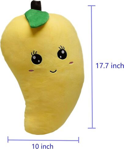 BABOLI Cuddly Mango Plush Toy Pillow Adorable Soft Fruit Stuffed Animal with Smile Face and Cute Expression Pretty Sweet Gifts for Kids Boys and Girls Present for Birthday or Party 17.7 Inches in Saudi Arabia