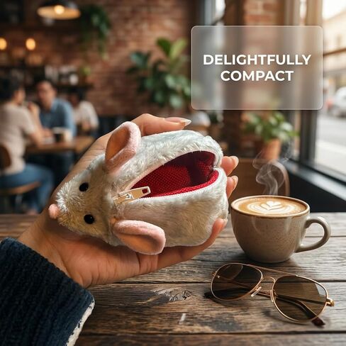 Cute Mouse Coin Purse Plush Animal Wallet for Women, Mini Zipper Change Pouch Small Fuzzy Money Holder Grey Party Favor (Grey) in Saudi Arabia