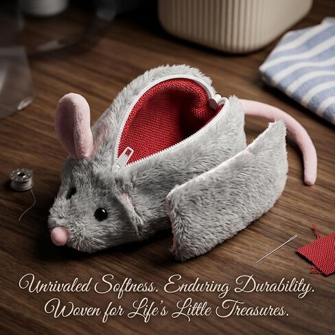 Cute Mouse Coin Purse Plush Animal Wallet for Women, Mini Zipper Change Pouch Small Fuzzy Money Holder Grey Party Favor (Grey) in Saudi Arabia