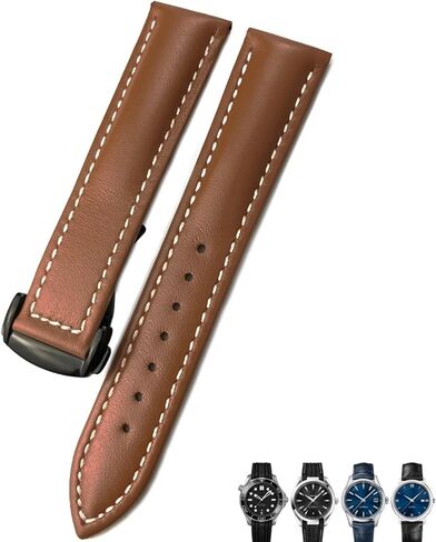 18mm 19mm 20mm Cow Leather Watch Strap for Omega Seamaster 300 Speedmaster Watch Bands (Color : Brown Rose, Size : 18mm) in Saudi Arabia
