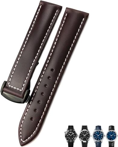 18mm 19mm 20mm Cow Leather Watch Strap for Omega Seamaster 300 Speedmaster Watch Bands (Color : Brown Rose, Size : 18mm) in Kuwait
