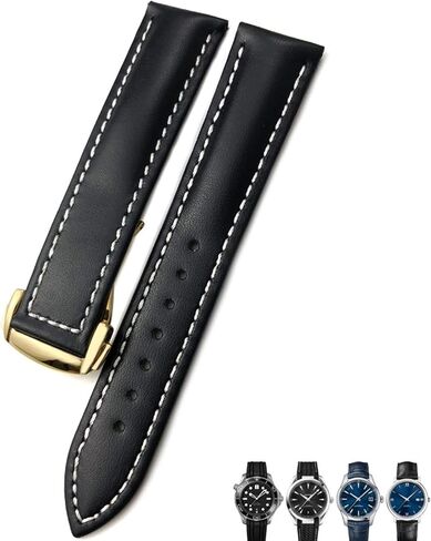 18mm 19mm 20mm Cow Leather Watch Strap for Omega Seamaster 300 Speedmaster Watch Bands (Color : Brown Rose, Size : 18mm) in Kuwait