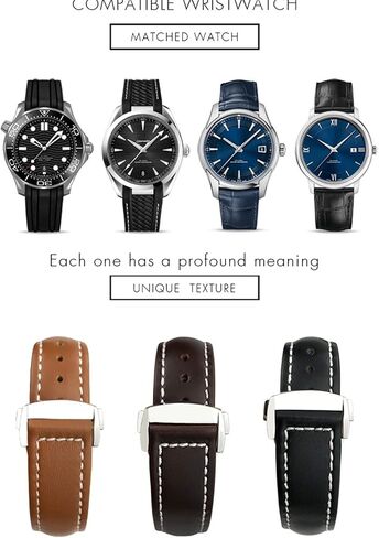 18mm 19mm 20mm Cow Leather Watch Strap for Omega Seamaster 300 Speedmaster Watch Bands (Color : Brown Rose, Size : 18mm) in Kuwait