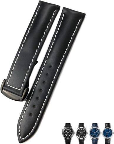18mm 19mm 20mm Cow Leather Watch Strap for Omega Seamaster 300 Speedmaster Watch Bands (Color : Brown Rose, Size : 18mm) in Kuwait
