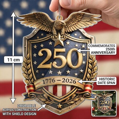 زخرفة الذكرى السنوية الـ 250 للولايات المتحدة، زخرفة عيد الميلاد النسر الوطني، تذكار أكريليك ثنائي الأبعاد مطبوع على الوجهين، 1776-2026 زخرفة عيد الميلاد الأمريكية 250 (250 اثنان) in Kuwait