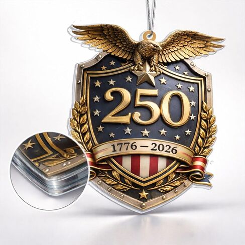 زخرفة الذكرى السنوية الـ 250 للولايات المتحدة، زخرفة عيد الميلاد النسر الوطني، تذكار أكريليك ثنائي الأبعاد مطبوع على الوجهين، 1776-2026 زخرفة عيد الميلاد الأمريكية 250 (250 اثنان) in Kuwait