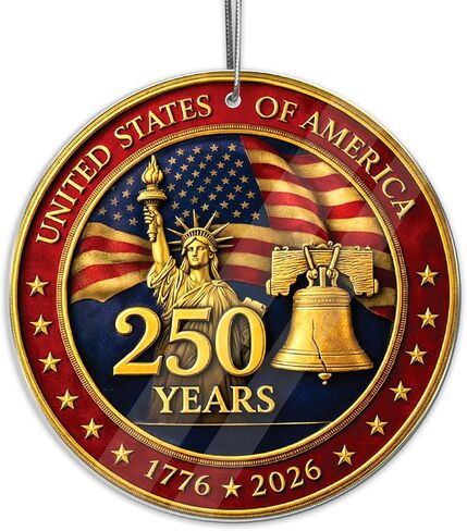 زخرفة الذكرى السنوية الـ 250 للولايات المتحدة، زخرفة عيد الميلاد النسر الوطني، تذكار أكريليك ثنائي الأبعاد مطبوع على الوجهين، 1776-2026 زخرفة عيد الميلاد الأمريكية 250 (250 اثنان) in Kuwait