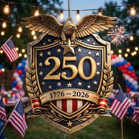 زخرفة الذكرى السنوية الـ 250 للولايات المتحدة، زخرفة عيد الميلاد النسر الوطني، تذكار أكريليك ثنائي الأبعاد مطبوع على الوجهين، 1776-2026 زخرفة عيد الميلاد الأمريكية 250 (250 اثنان) in Kuwait