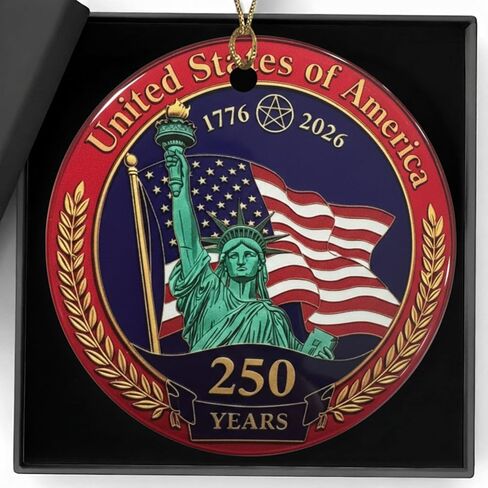 250 Anniversary Ornament 1776–2026 USA 250th Anniversary Merchandise Commemorative Ceramics Ornament Independence Day Gift for Home Window or Christmas Tree Decoration Gift Box in Saudi Arabia