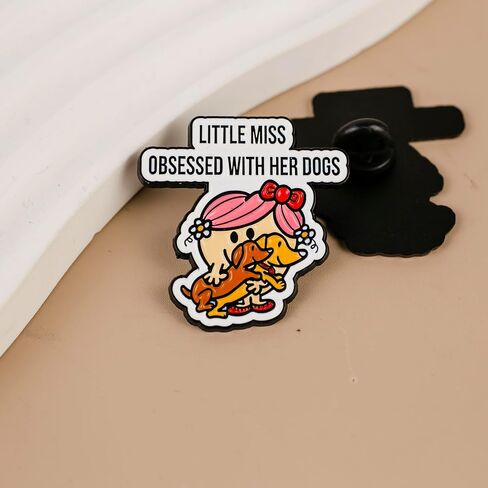Little Miss Obsessed With Her Dog Lover Enamel Pin, Cute Dog Mom Pin Brooch, Kawaii Puppy Mama Brooch Badge, Cartoon Puppy Lapel Badges For Fur Mom Pet Lover, Cute Pet Parent Gift, Kawaii Animal Jewelry Accessory in Kuwait