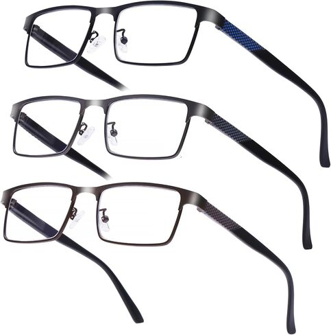 DOOViC 3 Pack Reading Glasses Men, Blue Light Blocking Reading Glasses, Stylish Metal Lightweight Computer Readers for Mens in Saudi Arabia