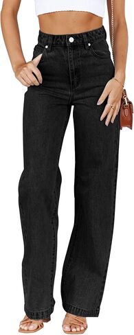 Cicy Bell Women's High Waisted Petite Jeans Boyfriend Baggy Straight Leg Casual Denim Pants with Pockets in Kuwait