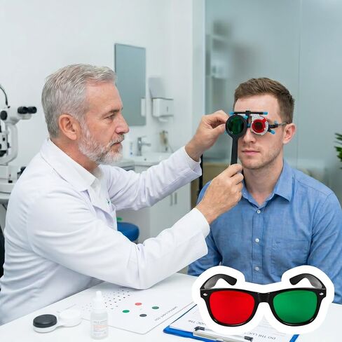 Red Green Glasses Vision Therapy for Amblyopia Lazy Eye Training, Anaglyph Vision Trainer, Portable Comfortable Eyeglasses for Visual Balance, Focus Practice, Binocular Coordination in Saudi Arabia