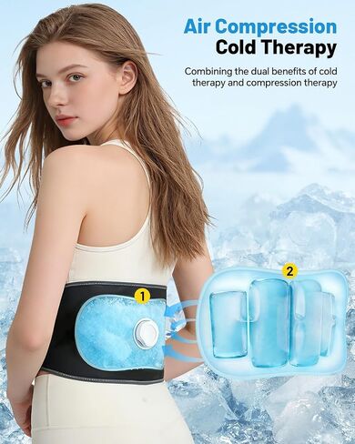Lower Back Massager with Heat & Cold, Cordless Heating Pad for Back Muscle Relaxation with 4 Heat 3 Air Compression 10 Timer, Touchscreen Control, Adjustable Size, Gifts for Men Women, Black in Saudi Arabia