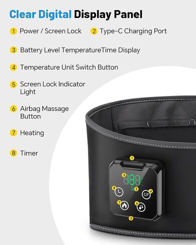 Lower Back Massager with Heat & Cold, Cordless Heating Pad for Back Muscle Relaxation with 4 Heat 3 Air Compression 10 Timer, Touchscreen Control, Adjustable Size, Gifts for Men Women, Black in Saudi Arabia