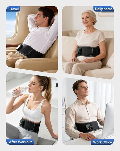 Lower Back Massager with Heat & Cold, Cordless Heating Pad for Back Muscle Relaxation with 4 Heat 3 Air Compression 10 Timer, Touchscreen Control, Adjustable Size, Gifts for Men Women, Black in Saudi Arabia