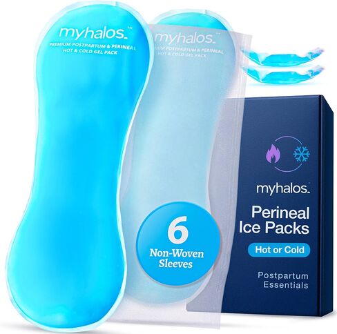 MyHalos® 2X Perineal Ice Packs - Hot & Cold Postpartum Essentials for Hemorrhoids, C Section & Pain Relief, After Birth Essentials for Mom - Cooling Pads, Postpartum Care (2 Pack) in Saudi Arabia