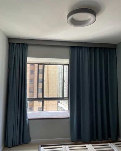 Three-in-One CurtainTrack System - Metal CurtainRail for Wall/Ceiling Mount, Blackout Decorative Panels, Stylish Window Treatment for Living Room & Bedroom in Kuwait