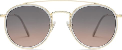 SOJOS Retro Vintage Round Polarized Sunglasses for Women Men Double Bridge Circle Sunnies SJ1104 in Saudi Arabia